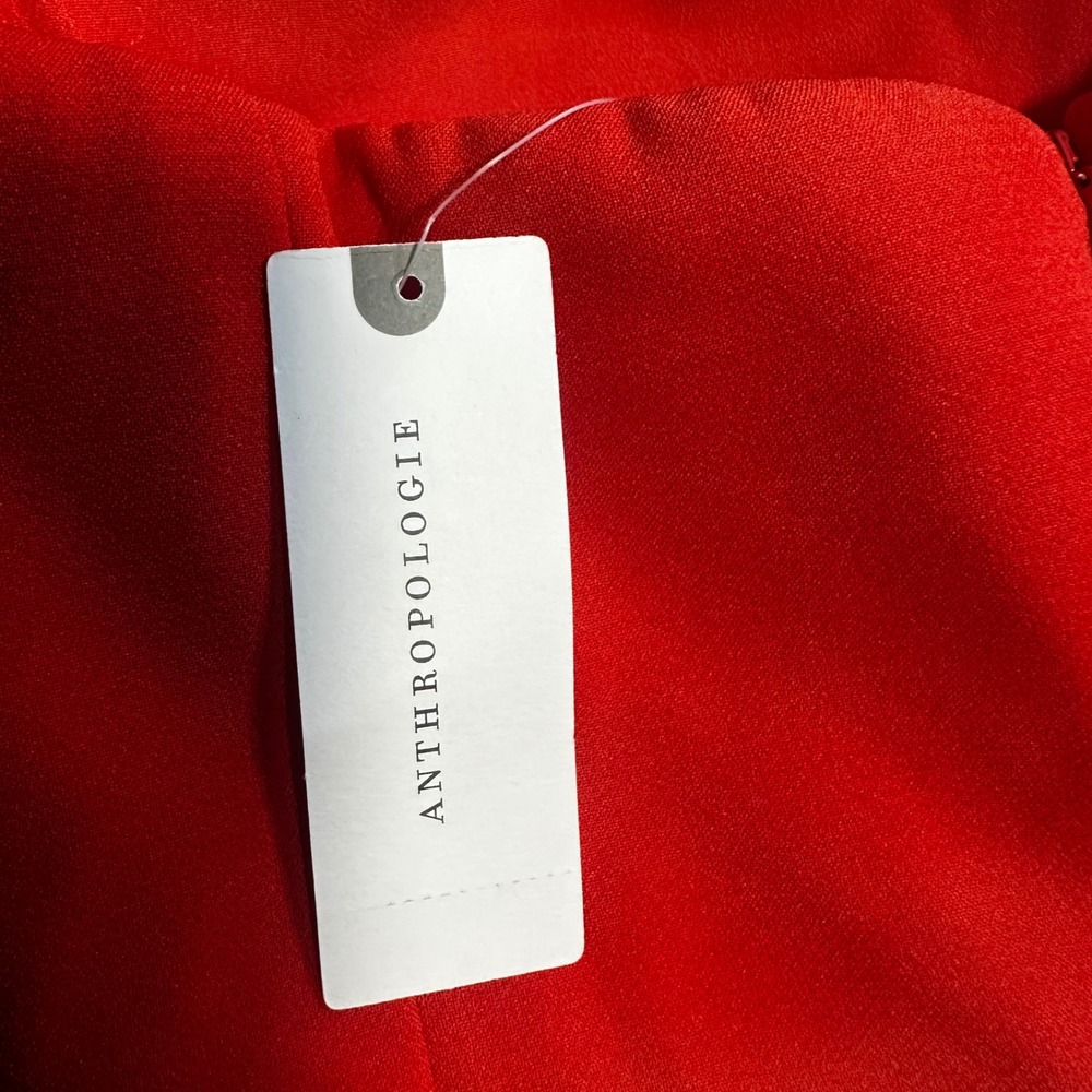 Adelyn Rae Red Strapless Bow Peplum Top Party Cocktail Anthropologie - Picture 6 of 7